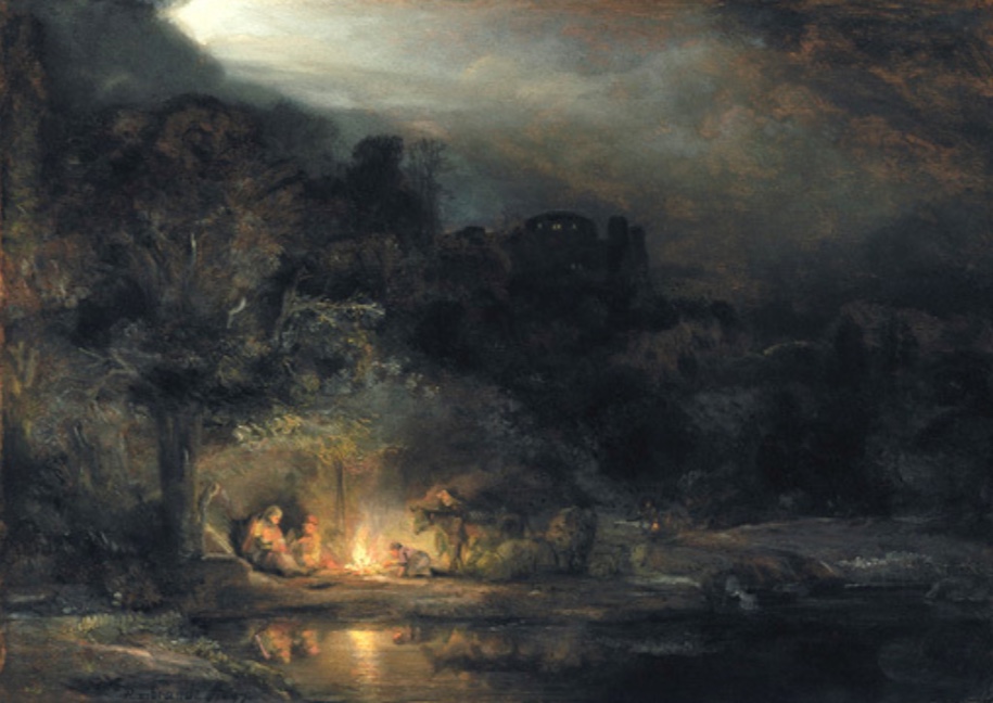 Rembrandt, Landscape with the Rest on the Flight into Egypt.